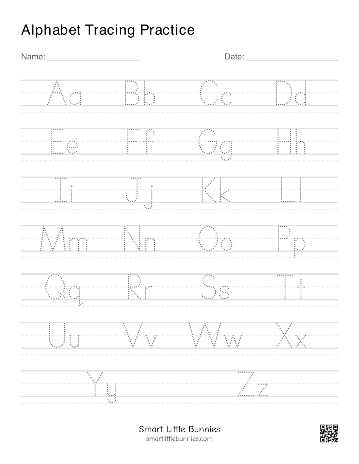 FREE Alphabet Tracing Worksheet –  Printable Uppercase and Lowercase Letters