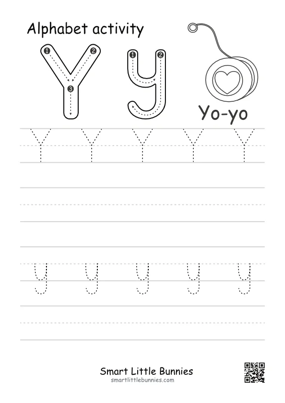Y 알파벳 따라쓰기 - 대문자와 소문자, 요요(yo-yo) 색칠하기