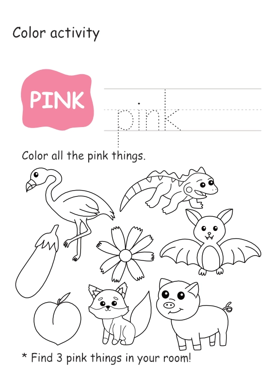Pink Color Worksheet (Free Printable Worksheets for Preschool & Kindergarten)