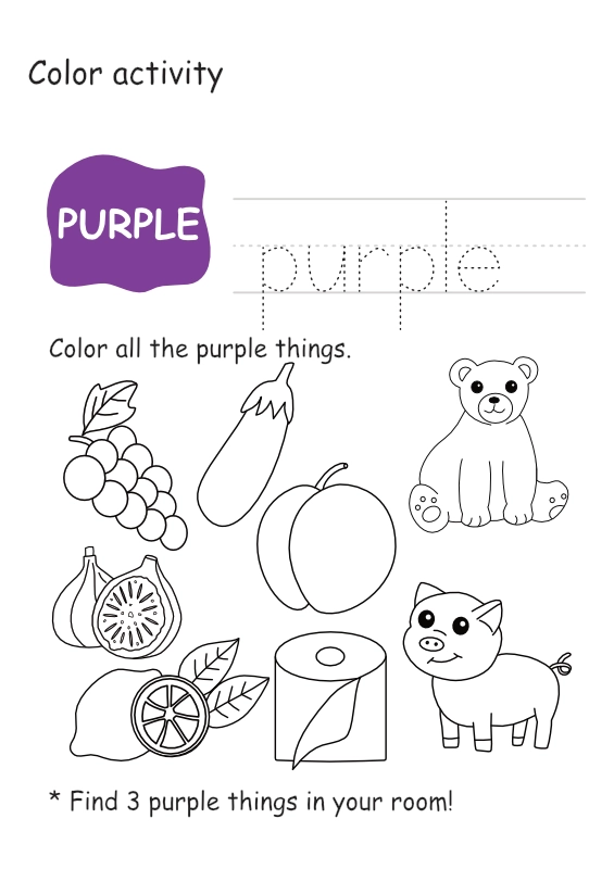 Purple Color Worksheet (Free Printable Worksheets for Preschool & Kindergarten)