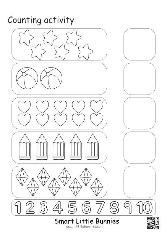 Counting activity, everyday objects theme