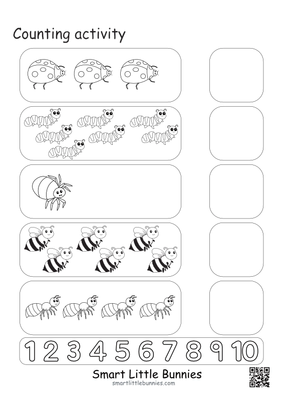 Counting activity, insects theme
