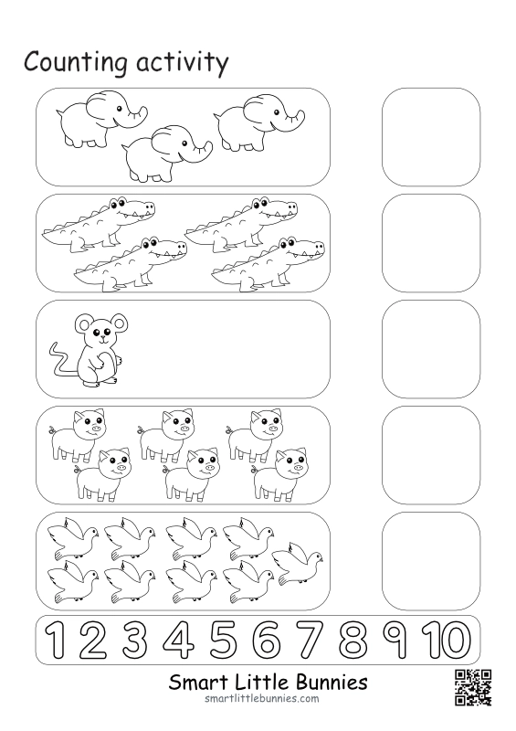 Counting activity, land animals theme
