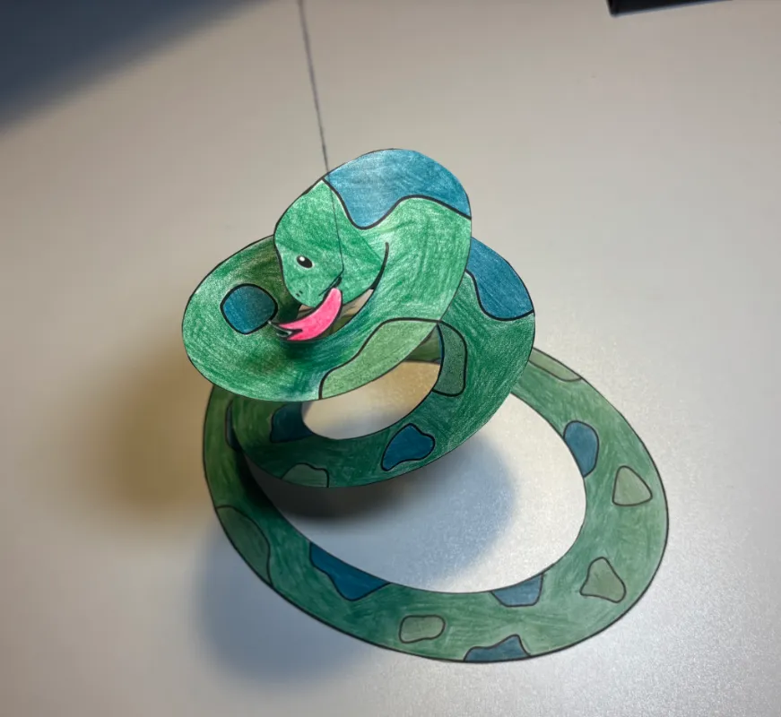 Snake color and cut craft sample