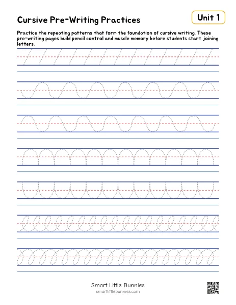 Simple Cursive pre-writing practice