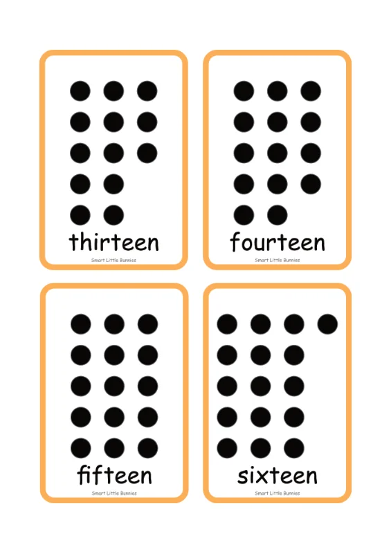 Dot Counting Flash Cards 13-16 Preview