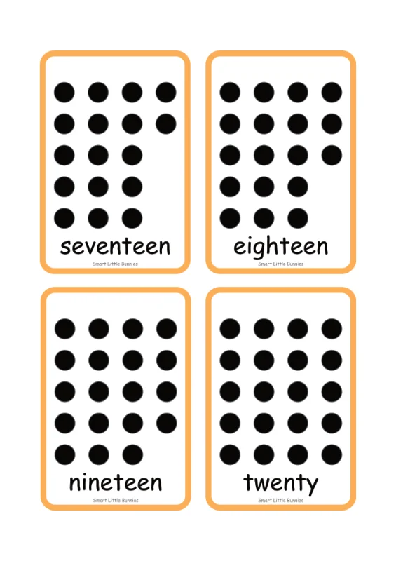 Dot Counting Flash Cards 17-20 Preview