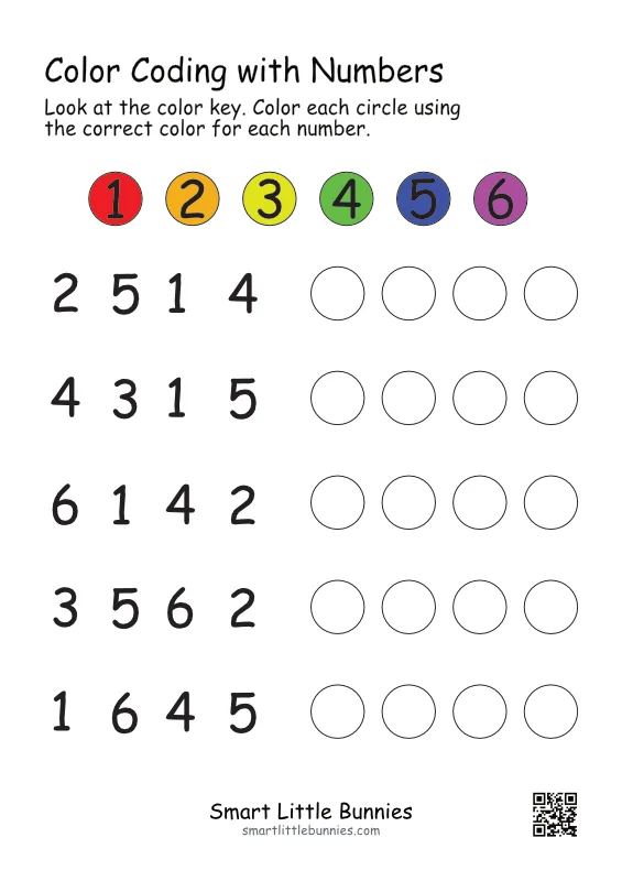 Color coding with numbers worksheet page 3