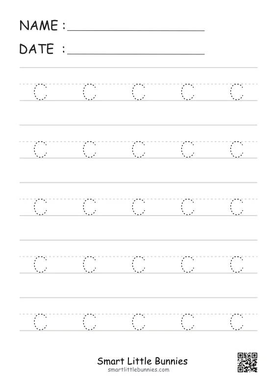 Lowercase c Tracing Worksheet