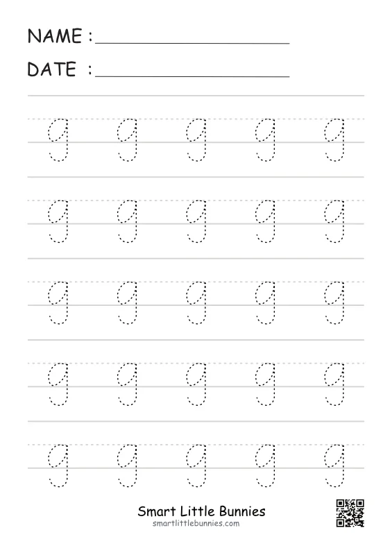 Lowercase g Tracing Worksheet
