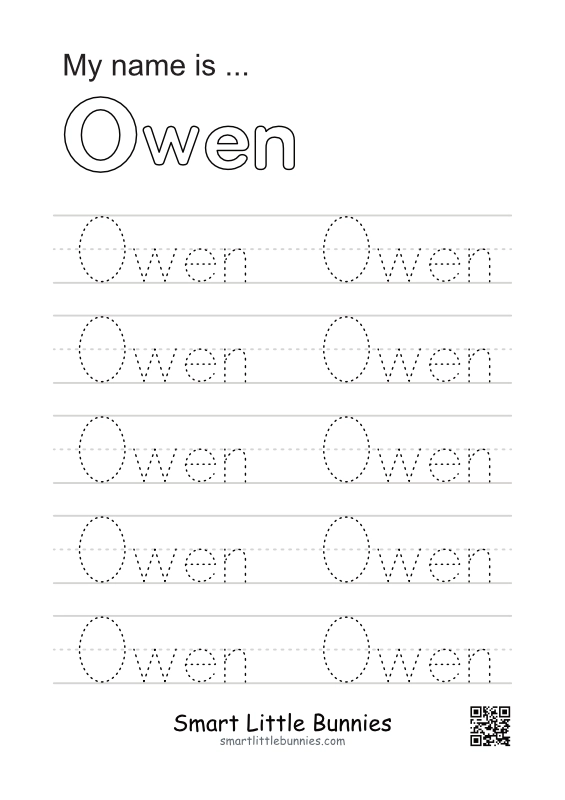 Name Writing Worksheet - Owen (Free Printable)