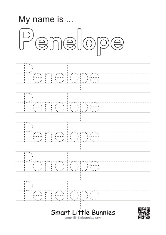 Name Writing Worksheet - Penelope (Free Printable)