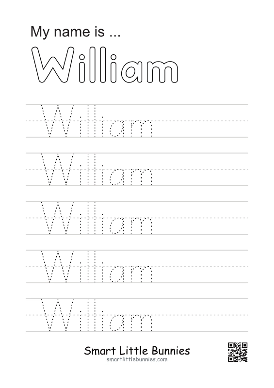 Name Writing Worksheet - William (Free Printable)