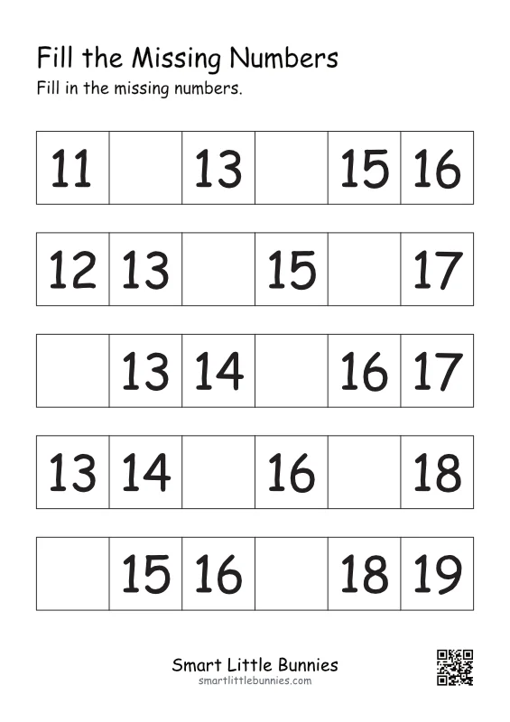 Fill the Missing Numbers Worksheet 3