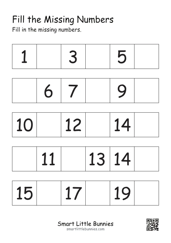 Fill the Missing Numbers Worksheet 5
