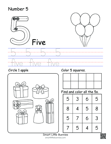 Number 5 worksheet - 2