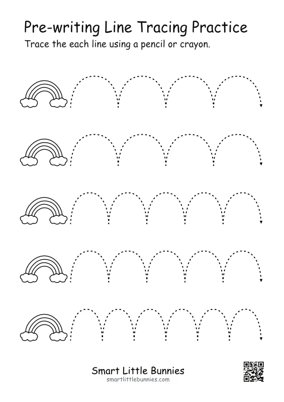 Rainbow Arch Line Tracing Worksheet | Free Pre-Writing Practice Worksheet