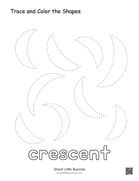 Crescent tracing and coloring worksheet