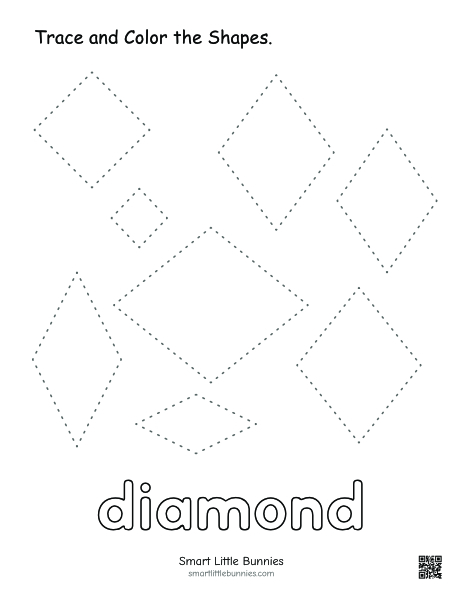 Diamond tracing and coloring worksheet