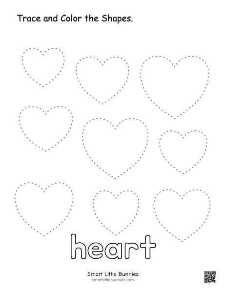Heart tracing and coloring worksheet