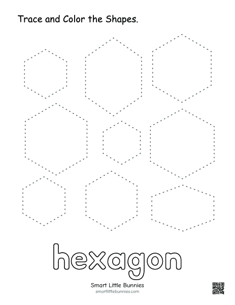 Hexagon tracing and coloring worksheet