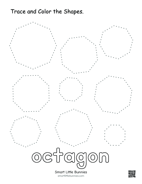 Octagon tracing and coloring worksheet