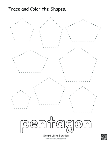 Pentagon tracing and coloring worksheet