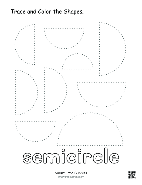 Semicircle tracing and coloring worksheet