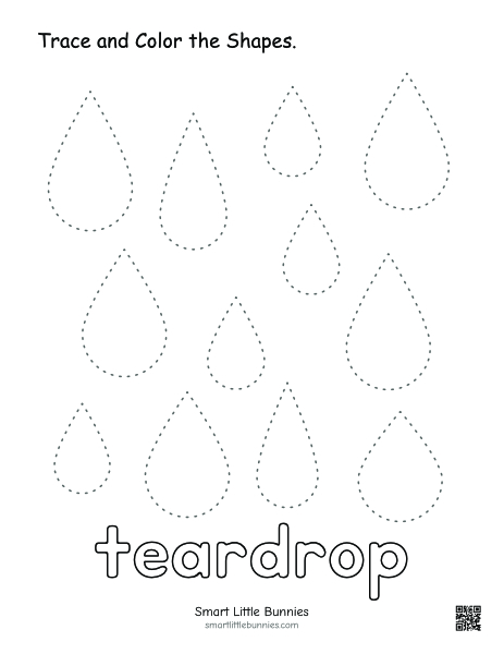 Teardrop tracing and coloring worksheet