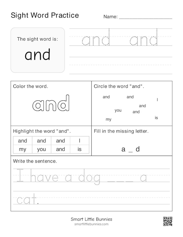 Sight Word and Worksheet