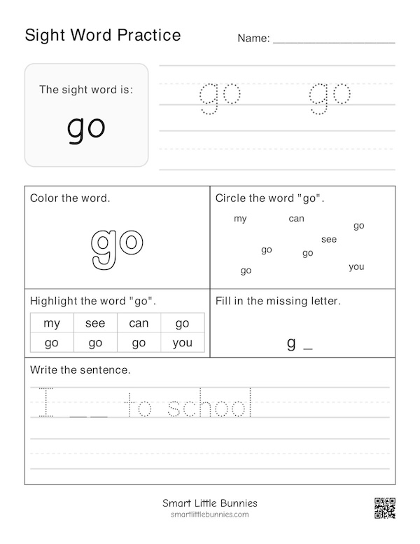 Sight Word go Worksheet