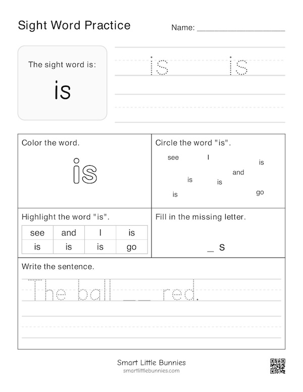 Sight Word is Worksheet