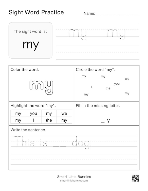Sight Word my Worksheet
