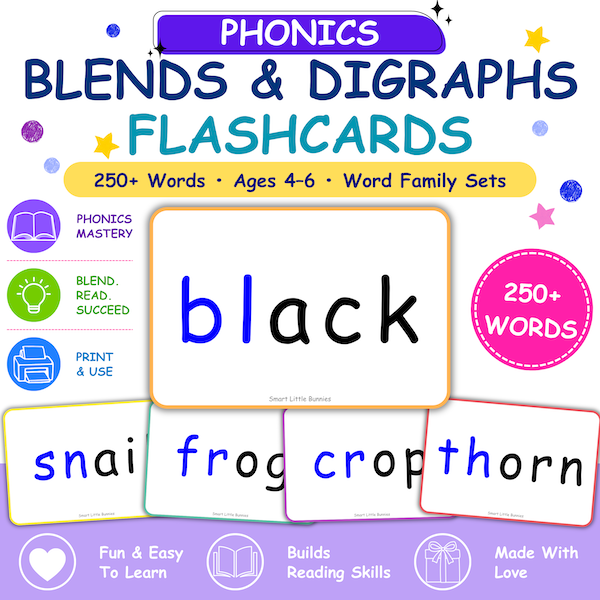 Blends and digraphs flashcards printable cover