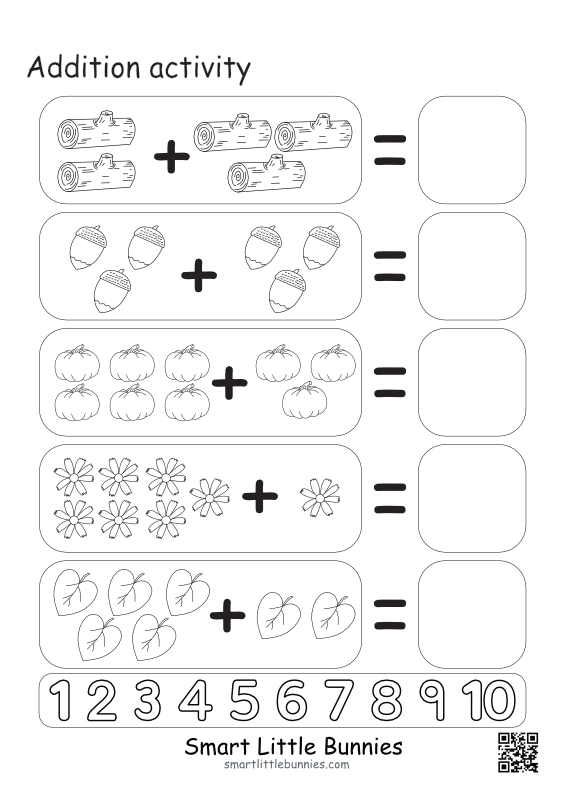 Addition activity, nature theme