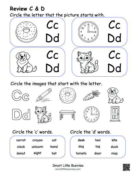 Alphabet review worksheet C-D - 1
