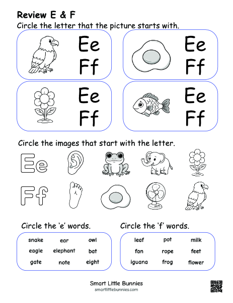 Alphabet review worksheet E-F - 1