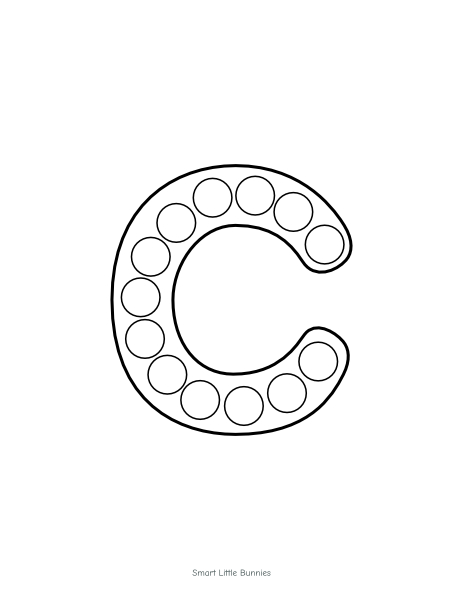 Lowercase alphabet dot marker worksheet c