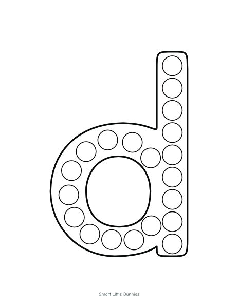 Lowercase alphabet dot marker worksheet d