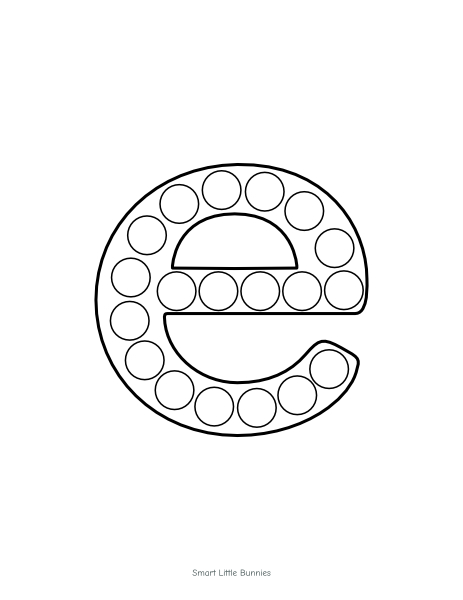 Lowercase alphabet dot marker worksheet e