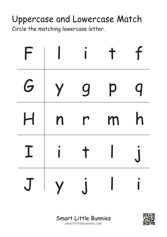 Choose the matching lowercase letter, set 2