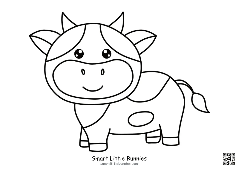 Cow Coloring Page - Free Printable Kawaii Farm Animal for Kids