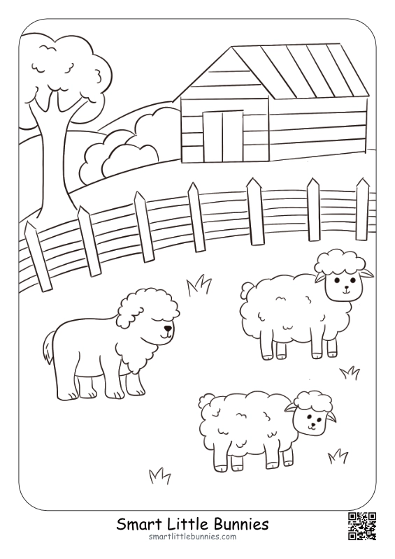 Sheep and Dog on the Farm - Free Printable Coloring Page for Kids