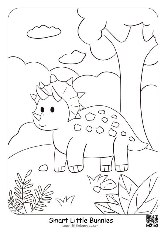 Triceratops Coloring Page - Free Dinosaur Printable for Kids