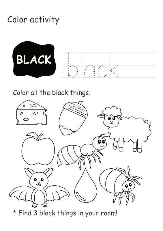 Black Color Worksheet (Free Printable Worksheets for Preschool & Kindergarten)