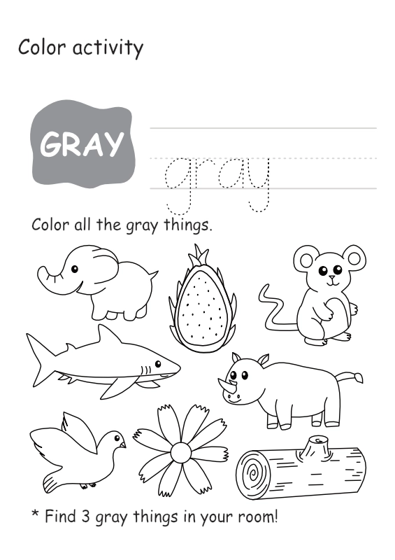 Gray Color Worksheet (Free Printable Worksheets for Preschool & Kindergarten)