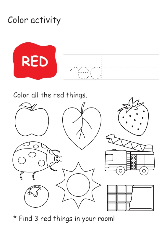 Red Color Worksheet (Free Printable Worksheets for Preschool & Kindergarten)