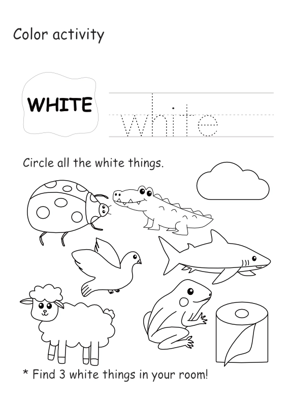 White Color Worksheet (Free Printable Worksheets for Preschool & Kindergarten)