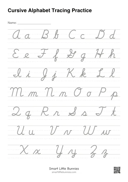 Cursive Alphabet Tracing Practice