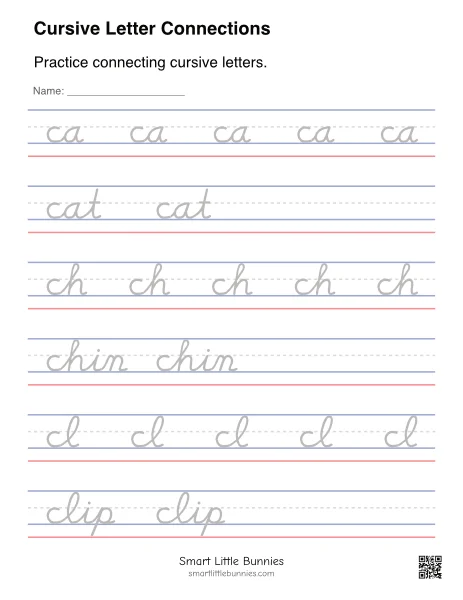 Cursive Letter Connection Practice